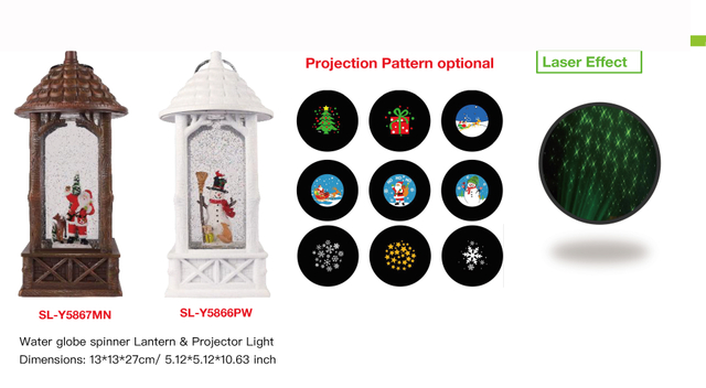 Acrylic Water globe spinner Lantern & Projector Light Santa Claus & Reindeer / Snowman & Fox SR - 44