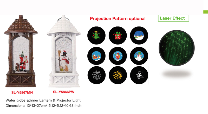Acrylic Water globe spinner Lantern & Projector Light Santa Claus & Reindeer / Snowman & Fox SR - 44