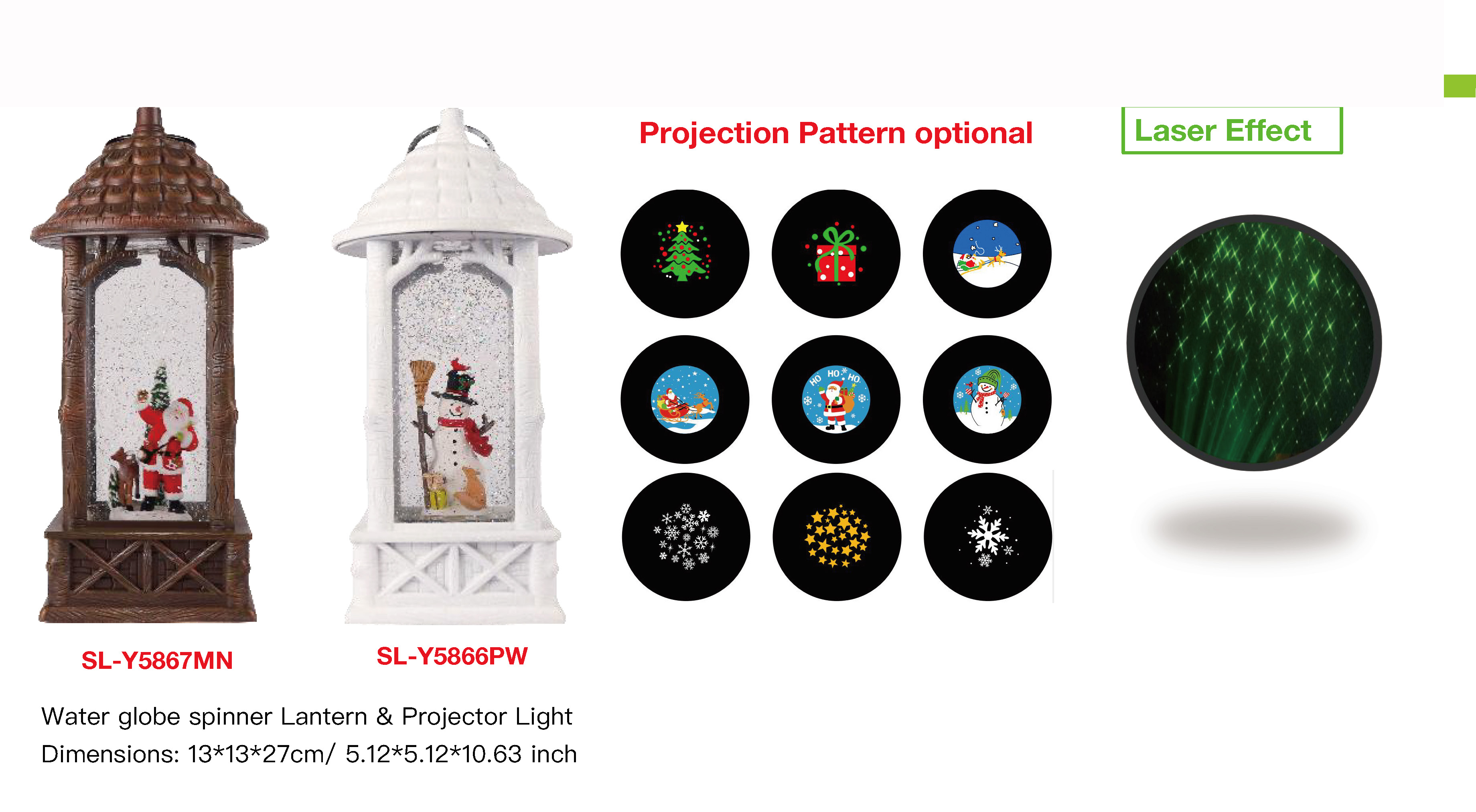 Acrylic Water globe spinner Lantern & Projector Light Santa Claus & Reindeer / Snowman & Fox SR - 44