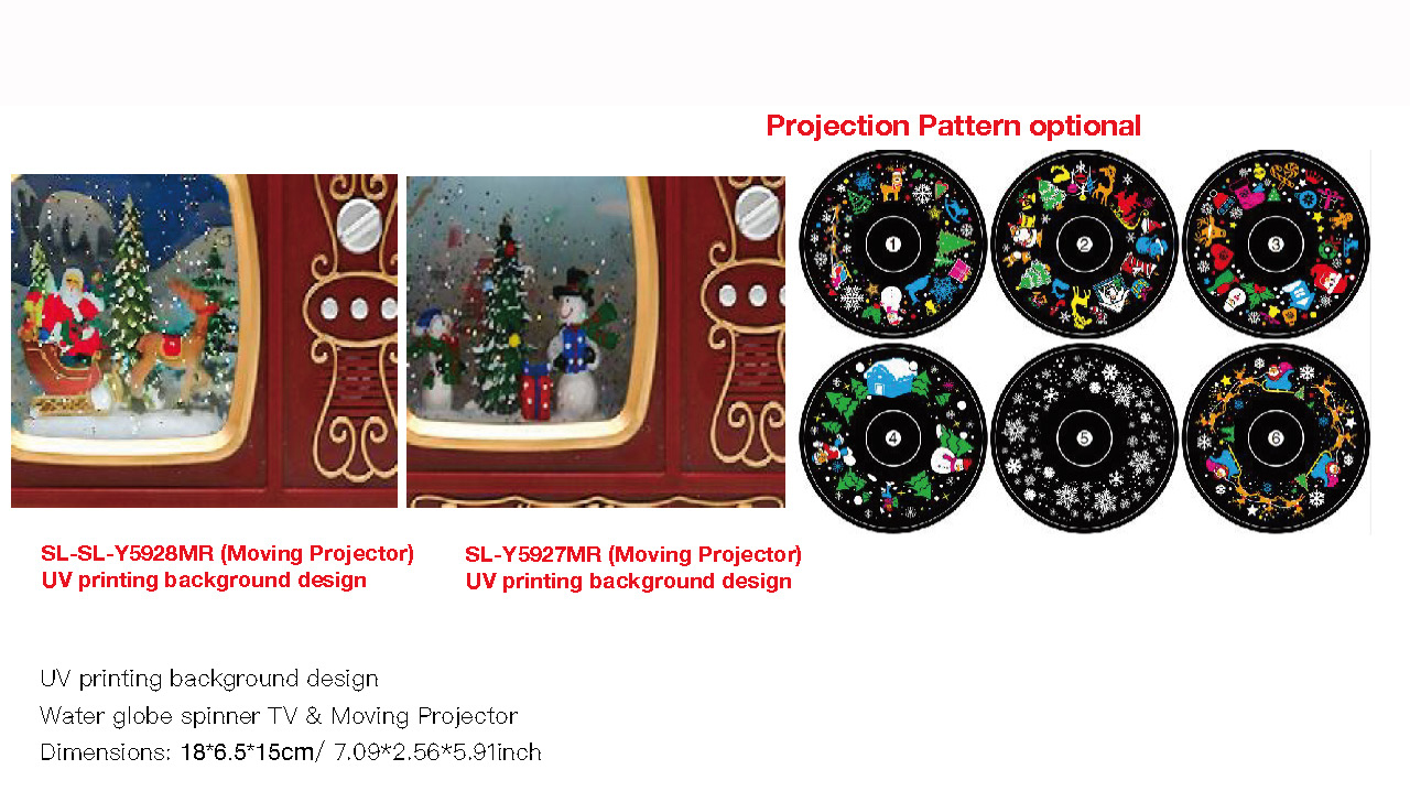 Acrylic Water globe spinner TV& Moving Projector Santa Claus & Reindeer / Snowmen SR - 57