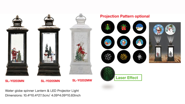 Acrylic Water globe spinner Lantern & LED Projector Light Santa Claus / Snowman / Tow Red Birds SR - 50