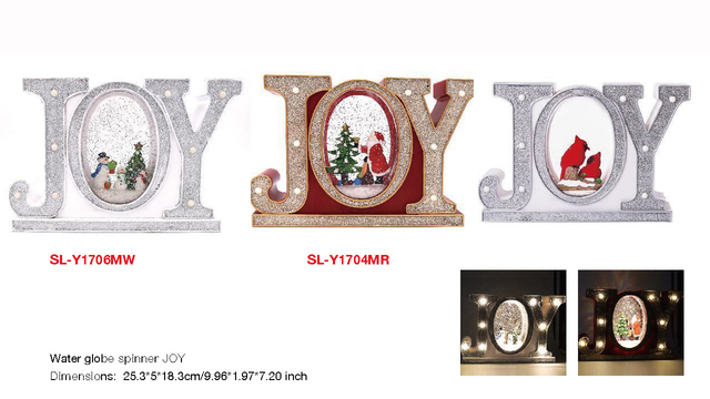 Acrylic Water globe spinner JOY Snowman/Santa Claus/Red Birds SR - 102