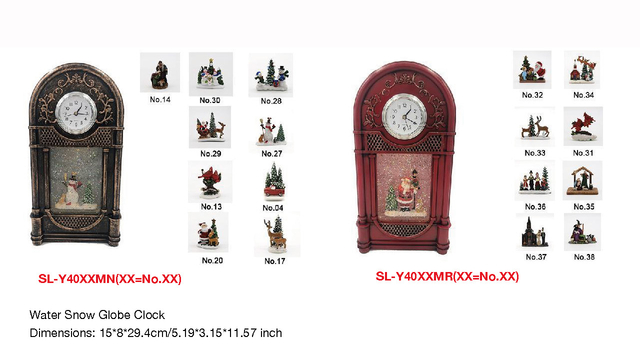 Acrylic Water Snow Globe Clock Santa Claus/Snowman SR - 111