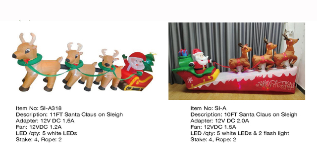 Santa Claus on Sleigh Inflatable Lights