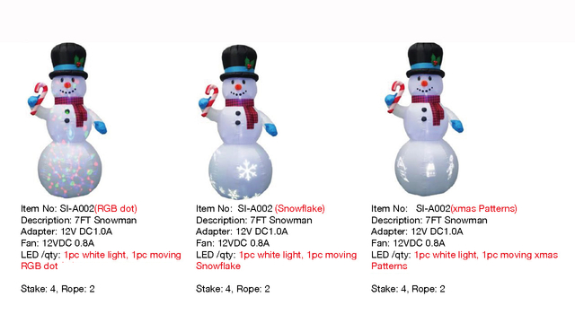 7FT Snowman Inflatable Lights