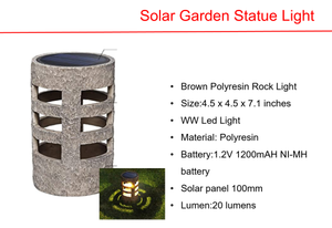 Solar LED Brown Polyresin Rock Light