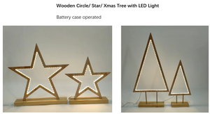 Wooden Circle/ Star/ Xmas Tree with LED Light