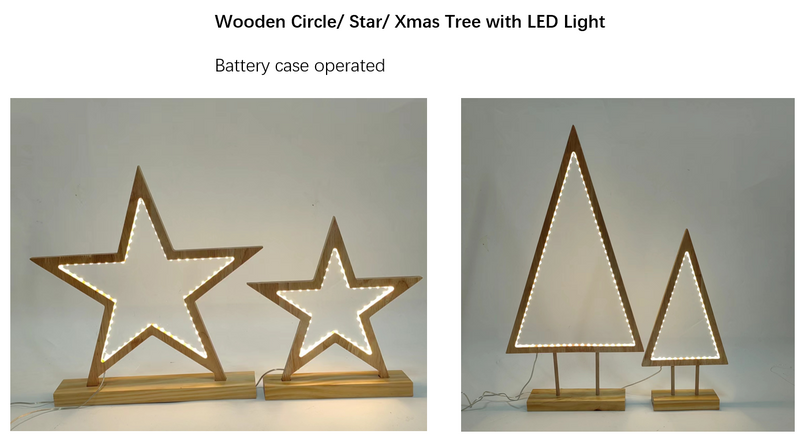 Wooden Circle/ Star/ Xmas Tree with LED Light