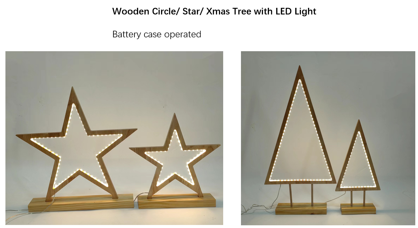 Wooden Circle/ Star/ Xmas Tree with LED Light