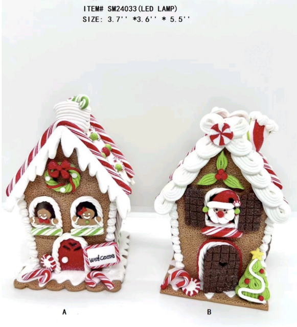 clay dough little Santa Claus & gingerbread man in the window of the candy house- 17