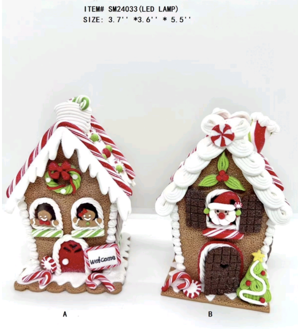 clay dough little Santa Claus & gingerbread man in the window of the candy house- 17