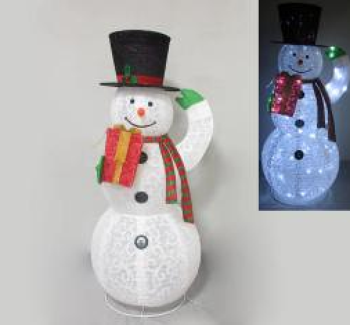 Fabric Collapsible White Snowman Lights
