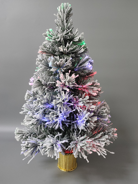 X'mas Green color Crystal Fiber tree++flocking with round basin - 9