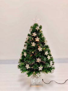 X'mas Green color Crystal Fiber tree +top star with square basin+ Star Decoration - 18