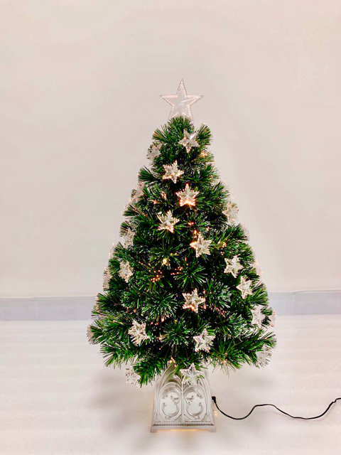 X'mas Green color Crystal Fiber tree +top star with square basin+ Star Decoration - 18