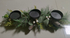 Candle Holder without Glasses Green Leaves White Balls & Pine Cone - 5