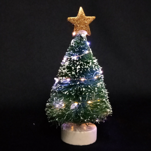 X'mas Green Mini Tree+ white flocking with basin +Glitter top star - 43