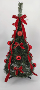 X'mas Green Mini Tree matel leg + red ball/red belt - 22
