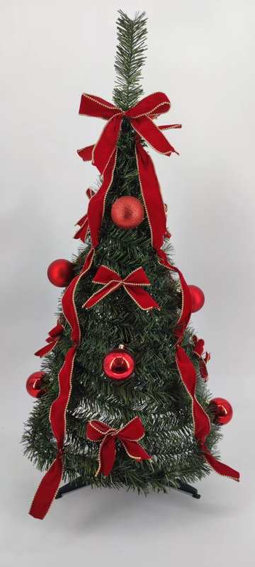 X'mas Green Mini Tree matel leg + red ball/red belt - 22