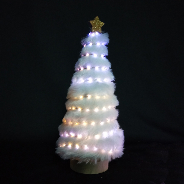 X'mas White Mini Tree with basin +Glitter top star - 50
