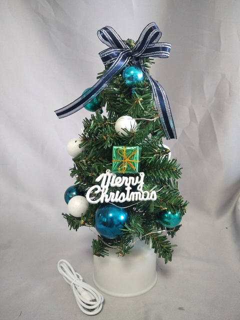 Blue 30cm rotating mini Christmas tree