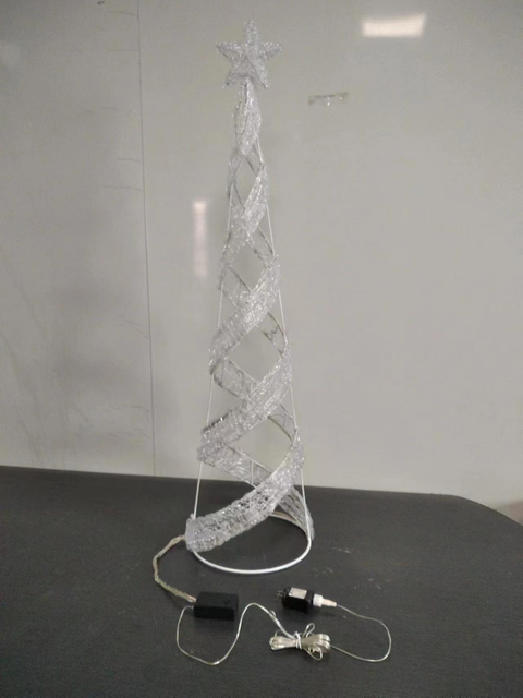 1.2m spiral tower warm white light; lights flash upwards along the spiral tree