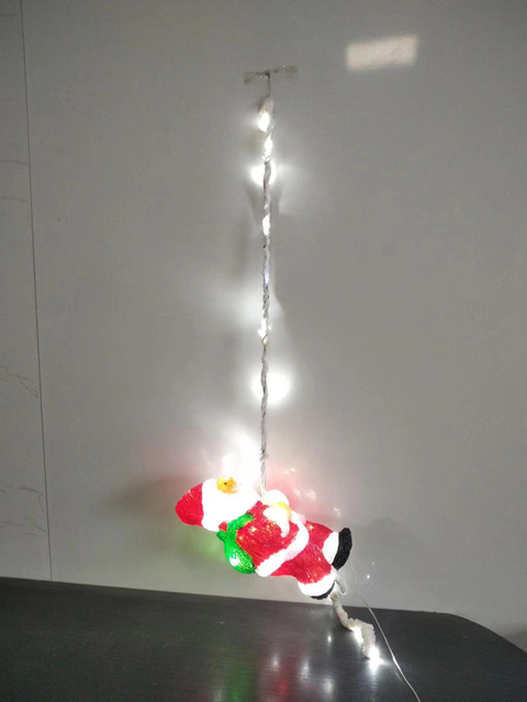 48-light white rope with illuminated climbing rope design, featuring an 115cm-tall Santa Claus figure, adorned with twinkling bulbs throughout