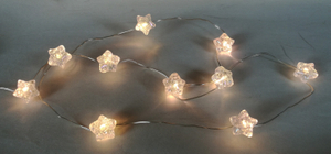 15-LED Transparent Cracked Star Twine Light String with Warm White Glow, USB-Powered 8-Mode Lighting, Elegant Decorative Lamp for Festive/Home Use