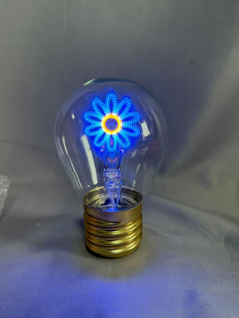 Flower-Shaped Glass Light Bulb with Type-C Charging Port & Built-in Rechargeable Battery, Decorative LED Lamp