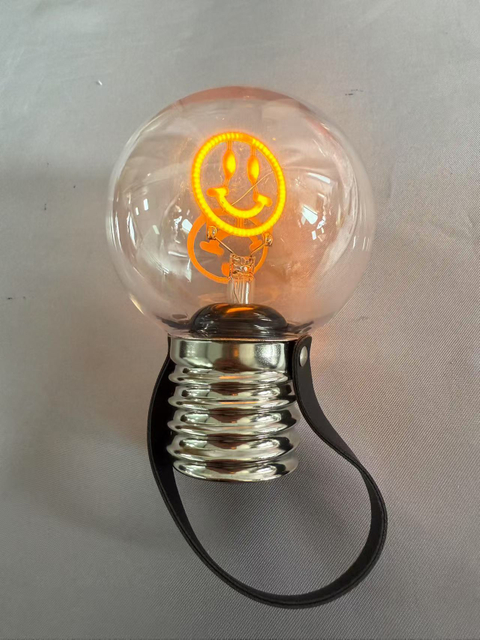 Smiley Face-Shaped LED Bulb with Type-C Rechargeable Battery, 45cm White USB Cable Included, Portable Decorative Light