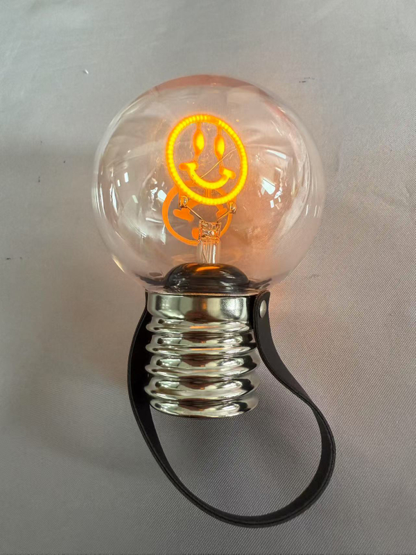 Smiley Face-Shaped LED Bulb with Type-C Rechargeable Battery, 45cm White USB Cable Included, Portable Decorative Light