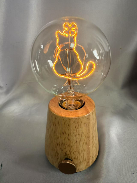 20cm Cone-Shaped Base LED Bulb with Adorable Cat-Shaped Light Topper, Type-C Rechargeable Design, Portable Decorative Lamp