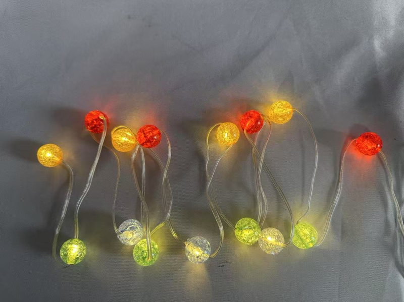 15-LED Colorful Cracked Bead Light String (RGBY), Warm Glow with USB 8-Mode Control, Vibrant Decorative Lamp for Parties & Home Ambiance