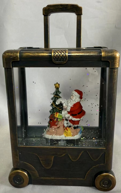 Black brush-gold suitcase lamp Santa Claus and tree interior decorations