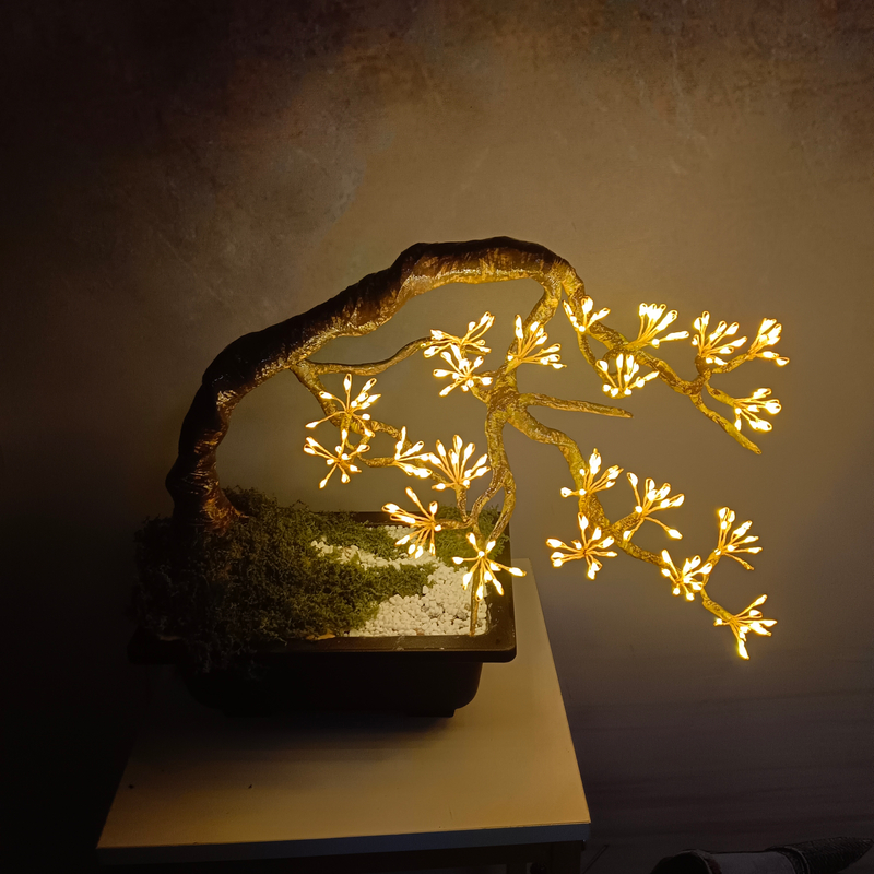 Artificial Plant Pot Light with Natural-Look Pot, 210 Warm White LEDs, Lifelike Foliage Design