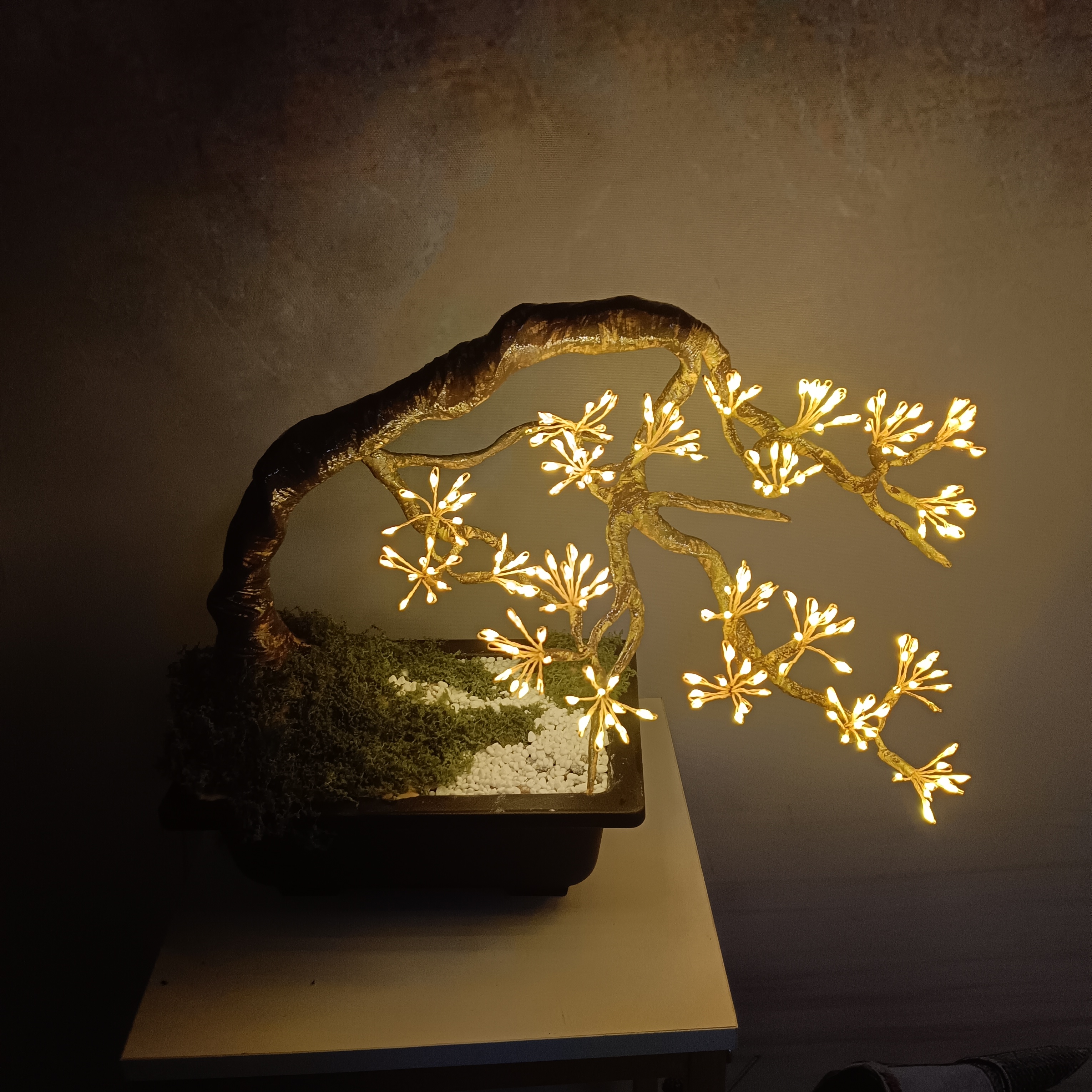 Artificial Plant Pot Light with Natural-Look Pot, 210 Warm White LEDs, Lifelike Foliage Design