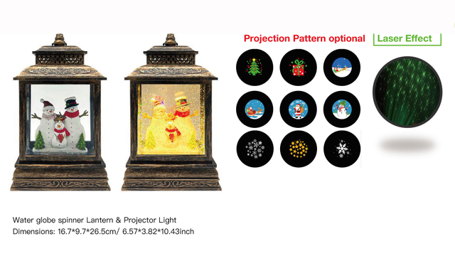 Acrylic Water globe spinner Lantern & Projector Light Snowmen Family SR - 16