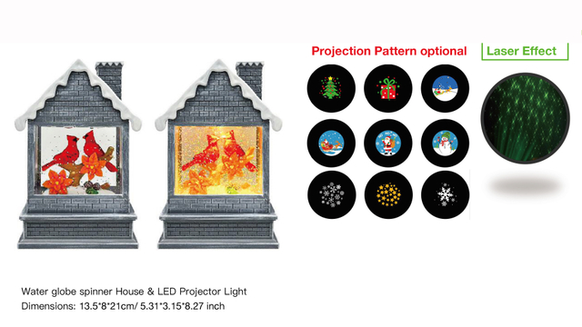 Acrylic Water globe spinner House & LED Projector Light Tow Red Birds SR - 69
