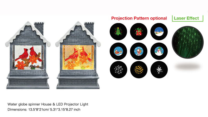 Acrylic Water globe spinner House & LED Projector Light Tow Red Birds SR - 69