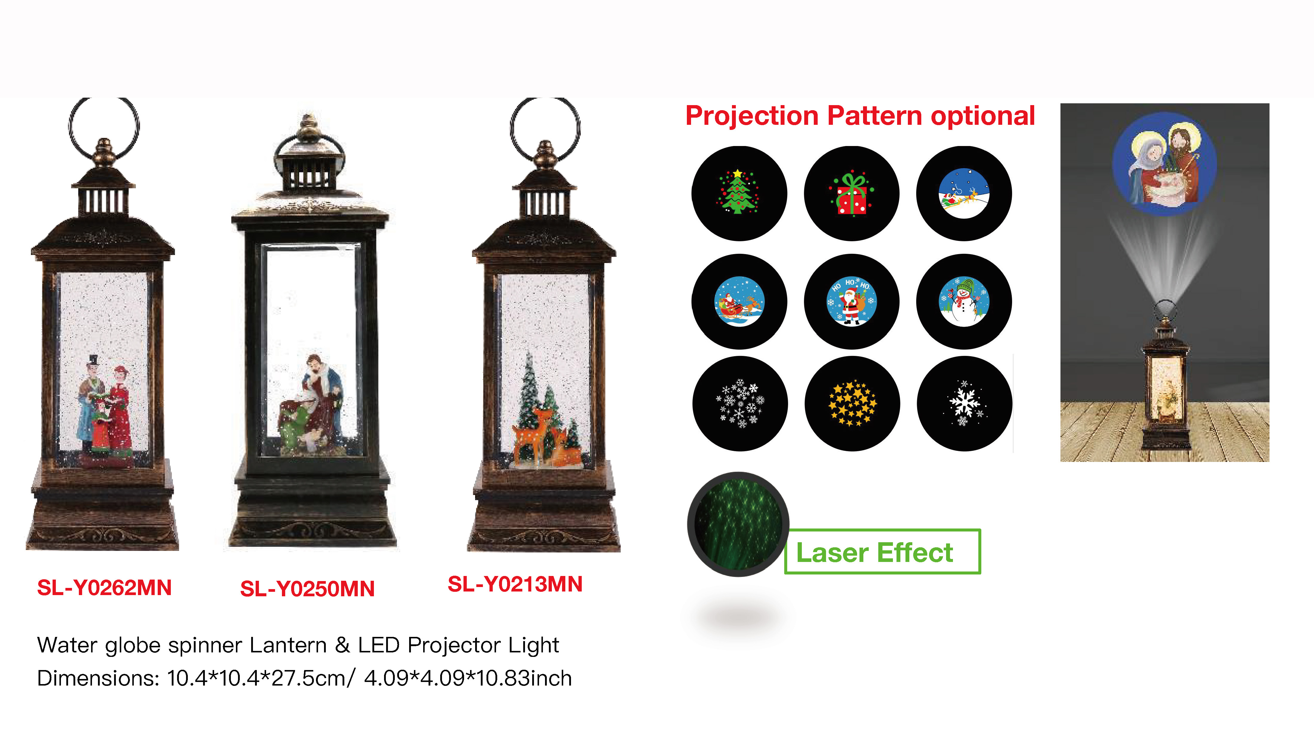 Acrylic Water globe spinner Lantern & LED Projector Light Virgin Mary / Choir SR - 51