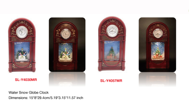 Acrylic Water Snow Globe Clock Snowman/Bear SR - 112