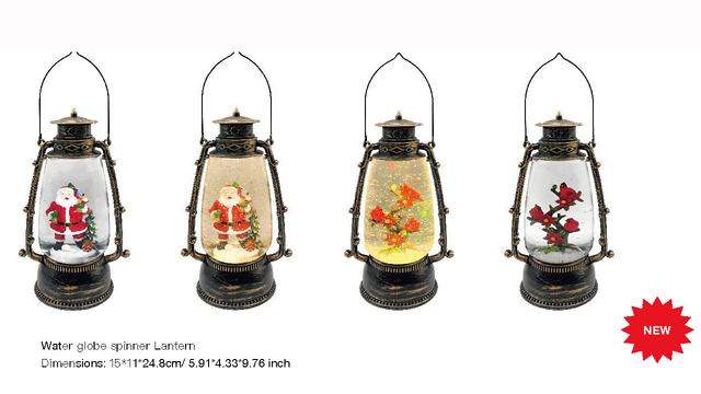 Acrylic Water globe spinner Lantern Santa Claus/Red Flowers SR - 83