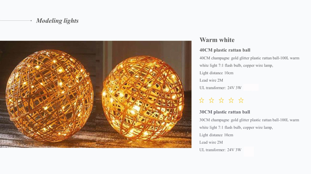 Plastic rattan ball light 