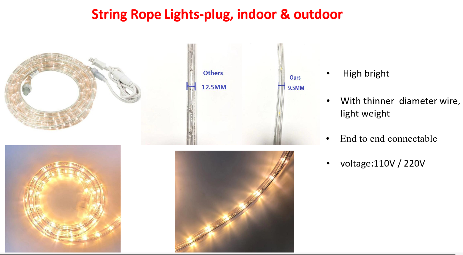 String Rope Light-plug,indoor & outdoor