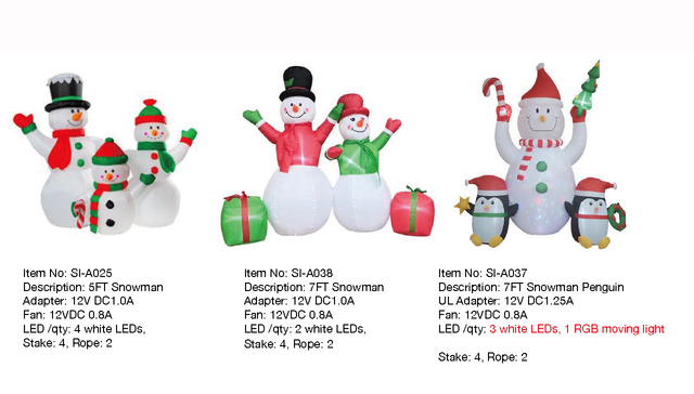 5FT,7FT Snowman & Penguin Inflatable Lights 