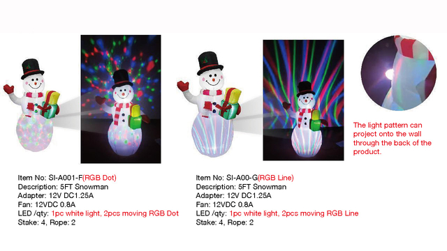 5FT Snowman Inflatable Lights