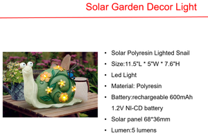 Solar LED Polyresin Lighted Snail