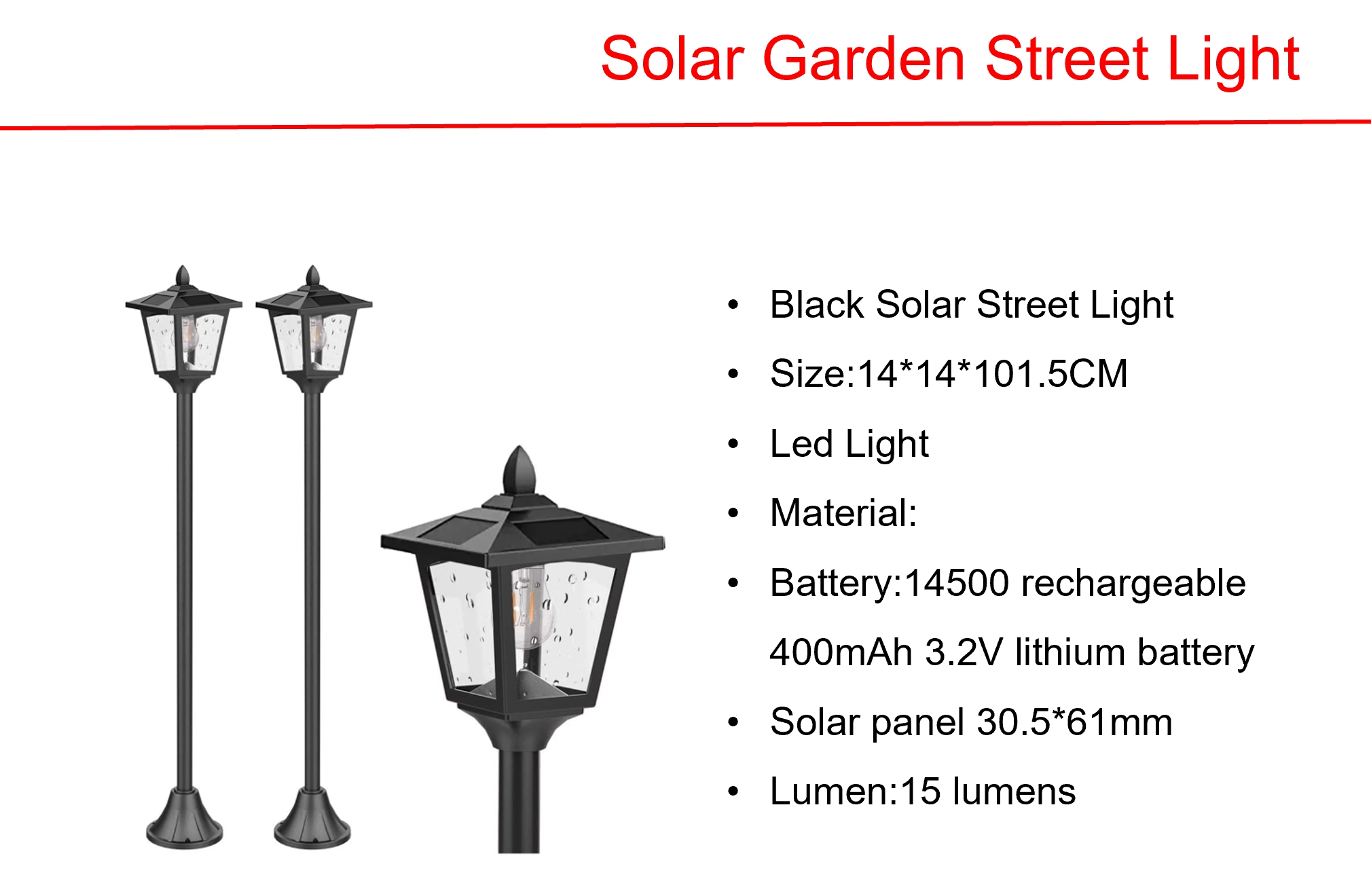 Solar LED Street Light & Copper/Gold Metal Lantern Lights
