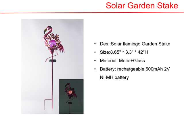 Solar LED flamingo Garden Stake & Metal Wall Lights