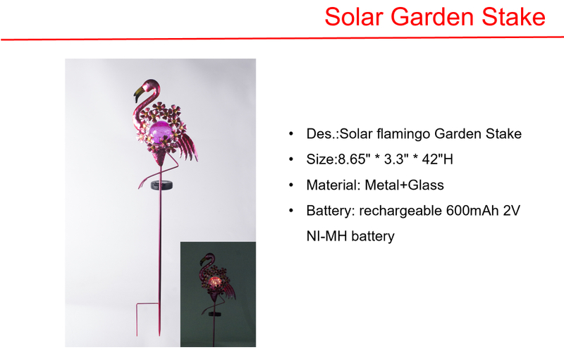 Solar LED flamingo Garden Stake & Metal Wall Lights